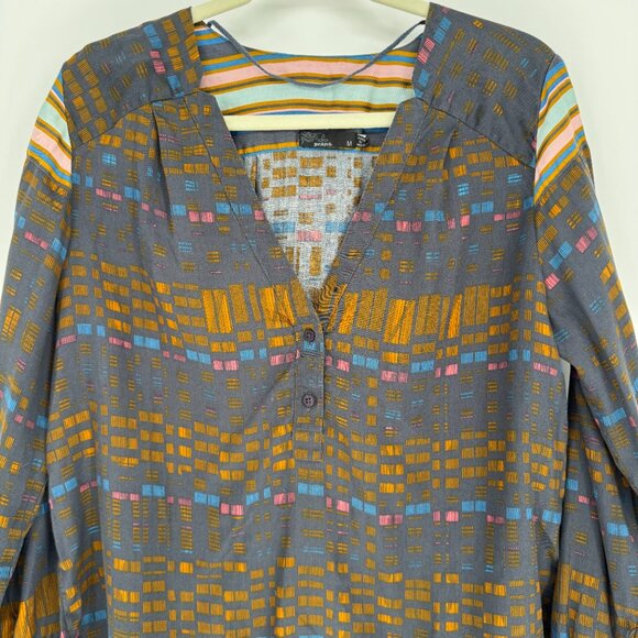 prAna Elsie Top Geo Print Tencel Long Sleeve Blouse Size M - Picture 6 of 10